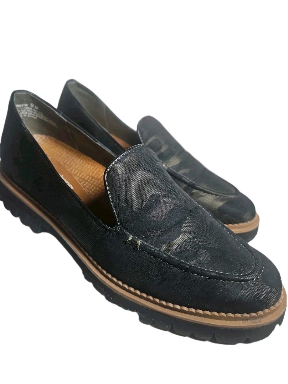Baretraps Prestin  Women's Slip On Shoes US Size 9M Black LugSole Loafers[7D